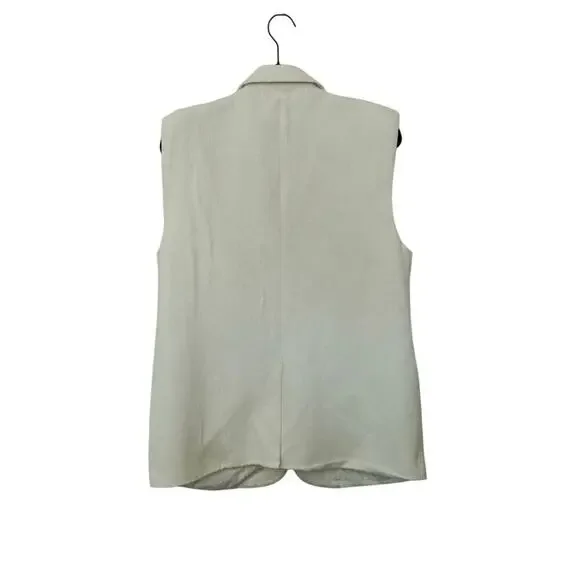 Endless Rose Off White Linen Oversized Vest Blazer Sz M - Picture 7 of 9
